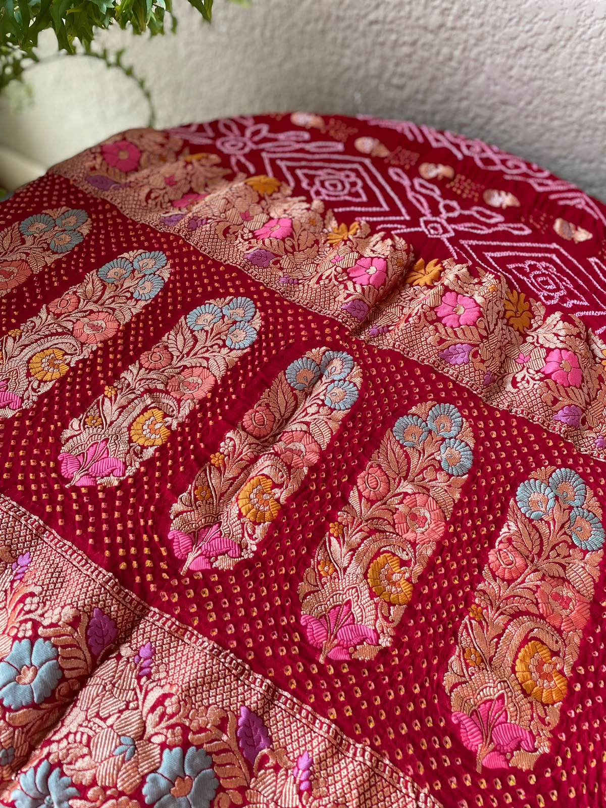 Adrika - Red Tilfi Meenakari Bandhani Dupatta