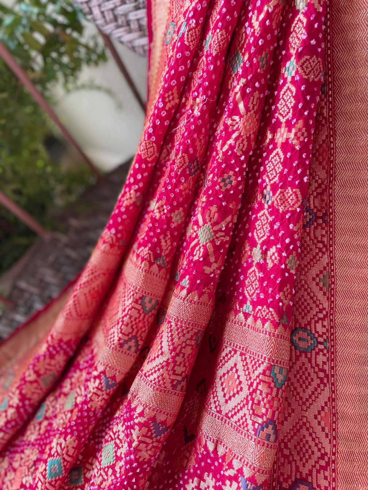 Yashvi - Rani Pink Meenakari Bandhani Dupatta