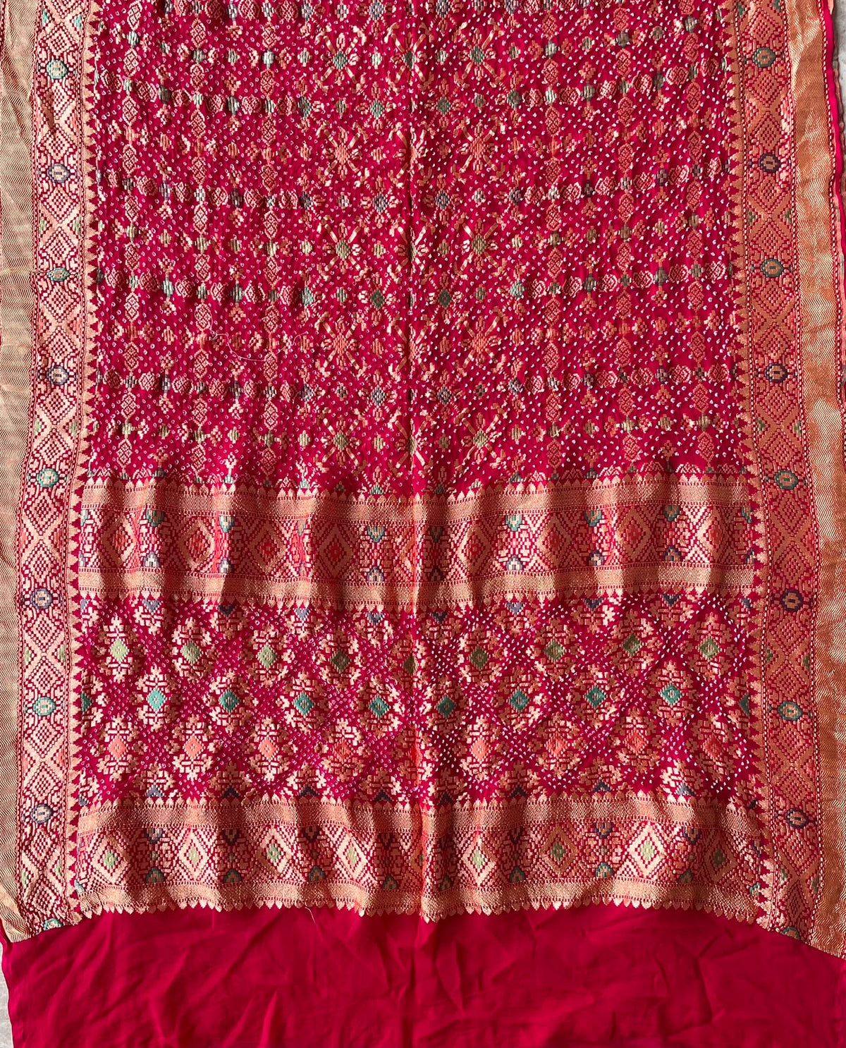Yashvi - Rani Pink Meenakari Bandhani Dupatta
