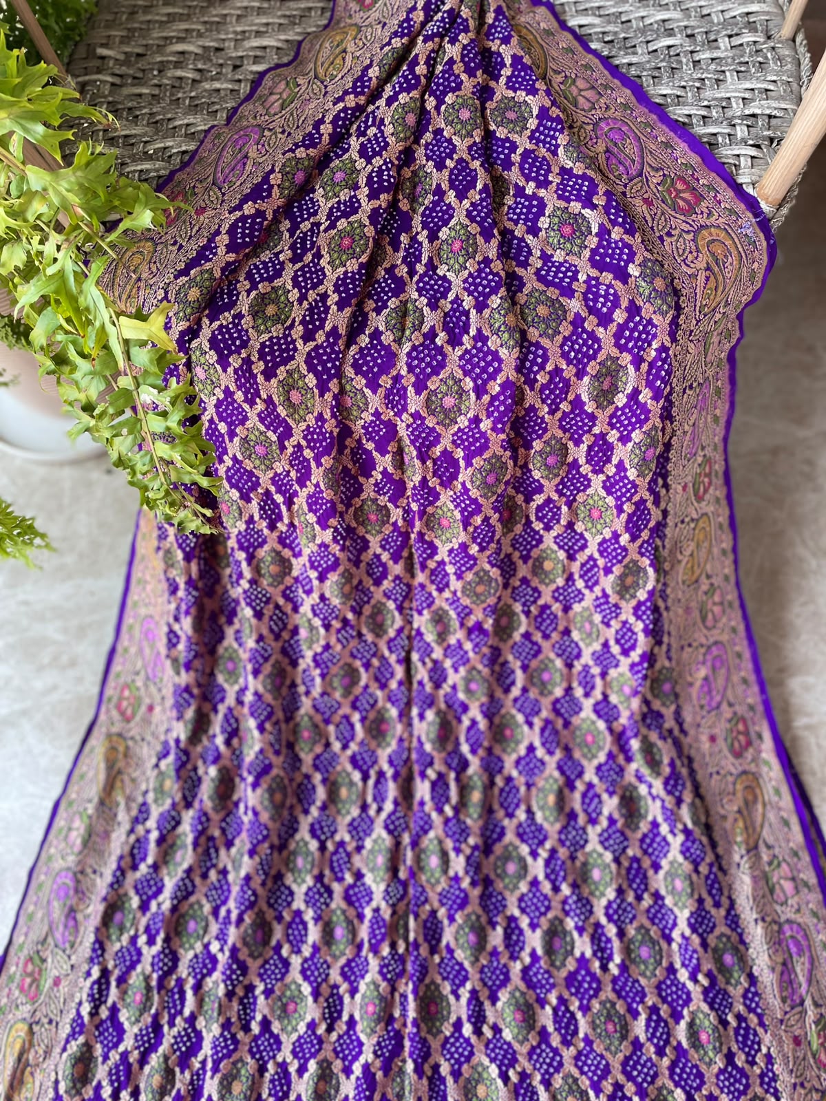 Amrita - Purple Tilfi Meenakari Bandhani Saree