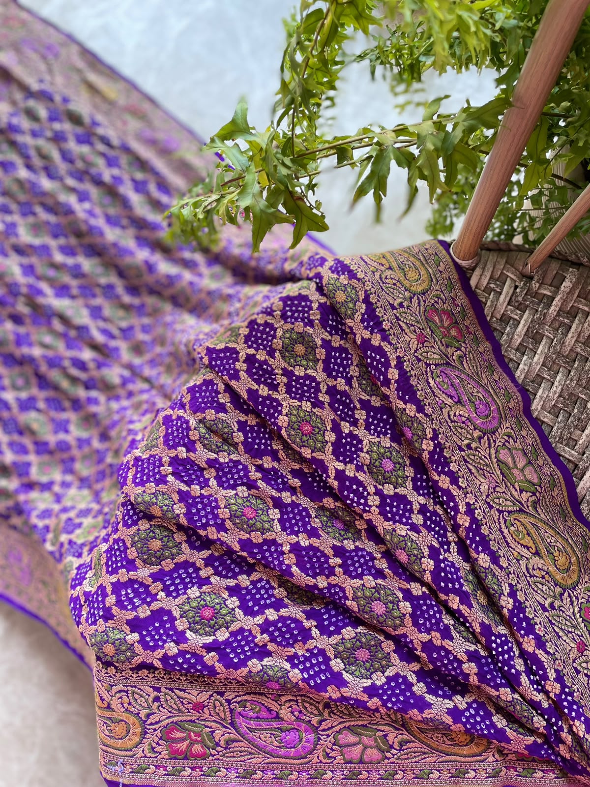 Amrita - Purple Tilfi Meenakari Bandhani Saree