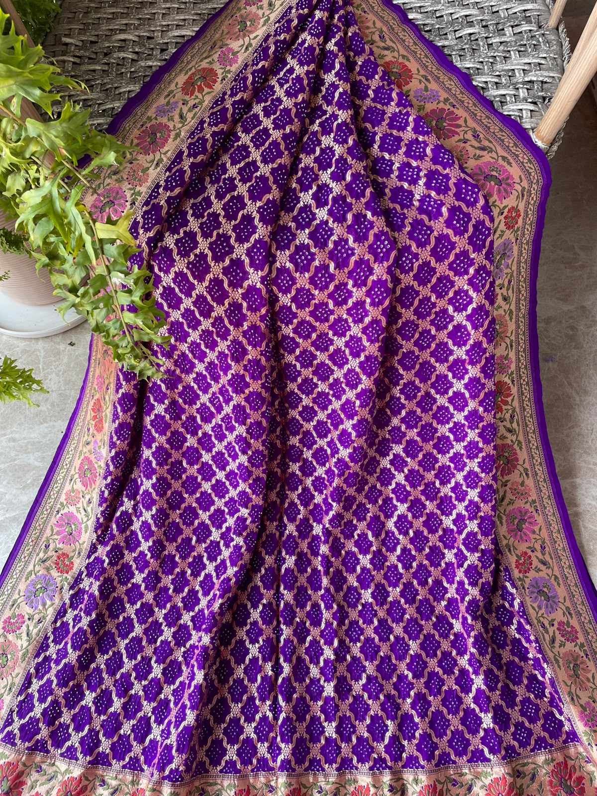 Shubha - Purple Tilfi Meenakari Bandhani Saree