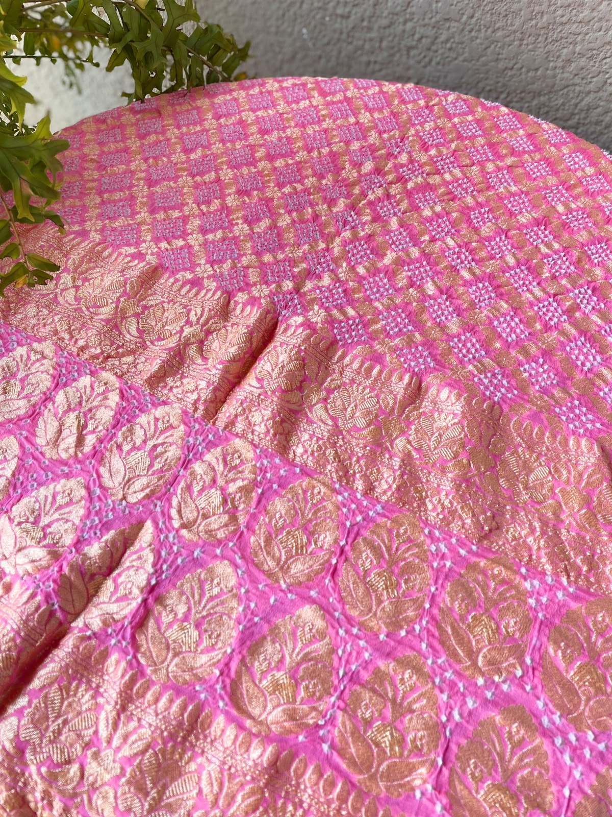 Sakhi - Peach Bandhani Banarasi Dupatta