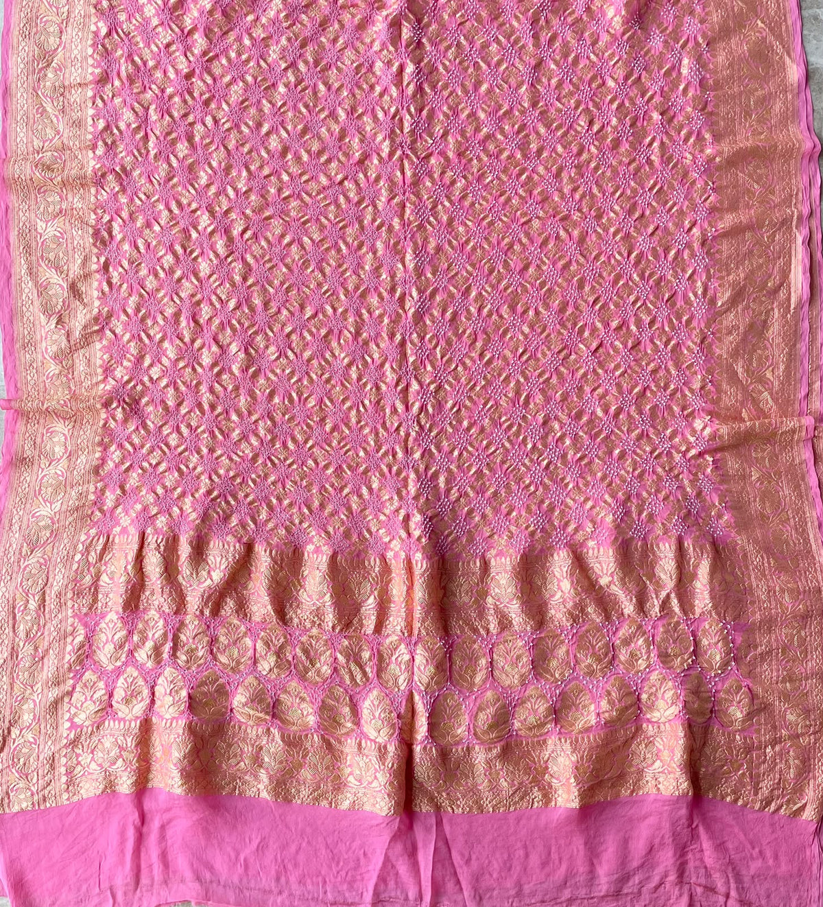 Sakhi - Peach Bandhani Banarasi Dupatta