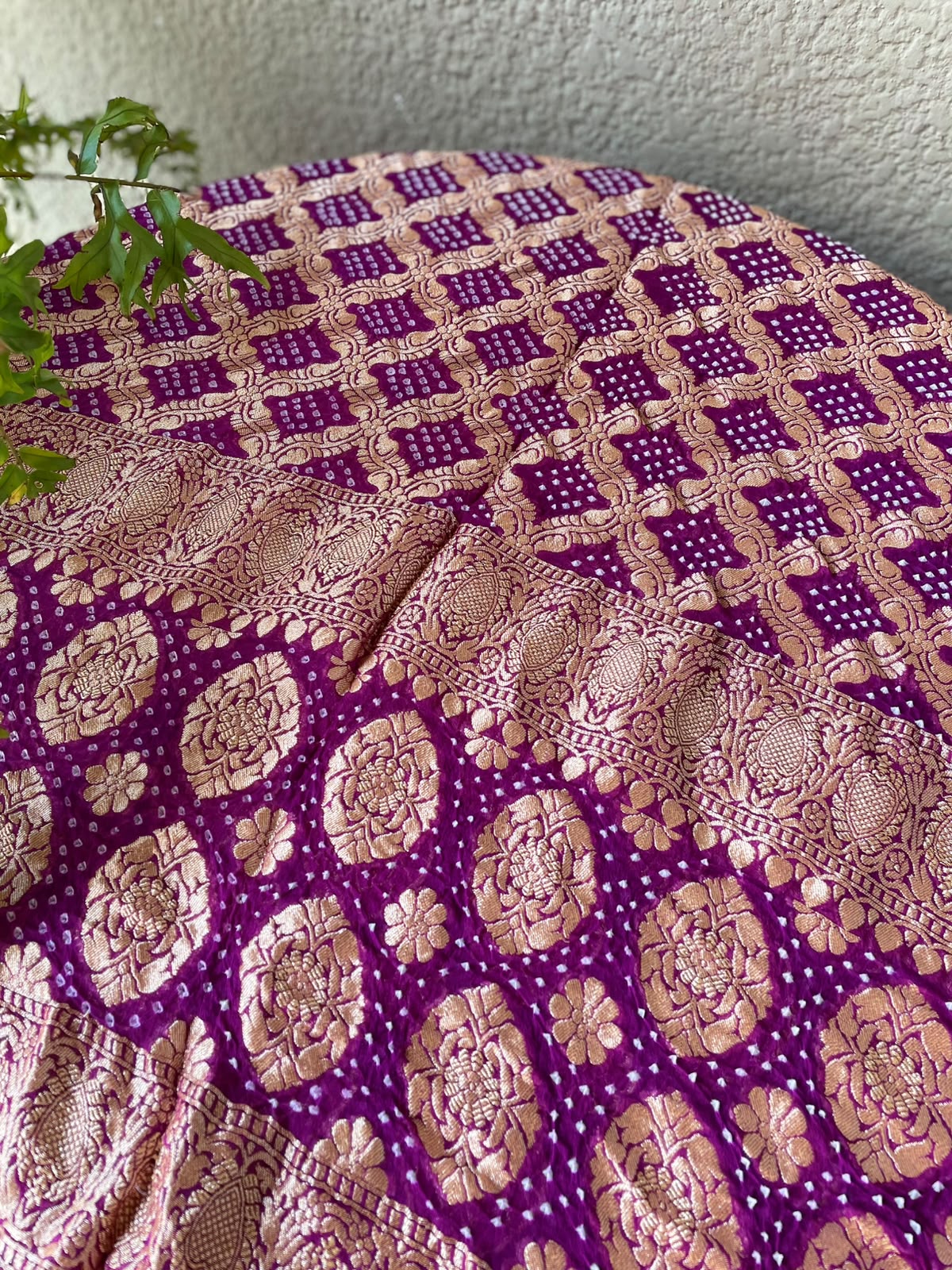Zeenat - Magenta Bandhani Banarasi Dupatta
