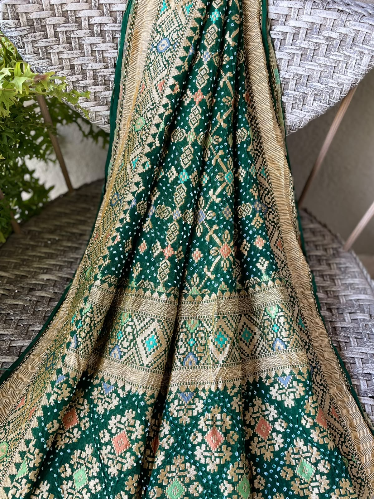Sukriti - Green Meenakari Bandhani Dupatta