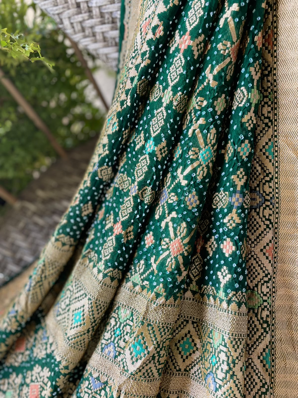Sukriti - Green Meenakari Bandhani Dupatta
