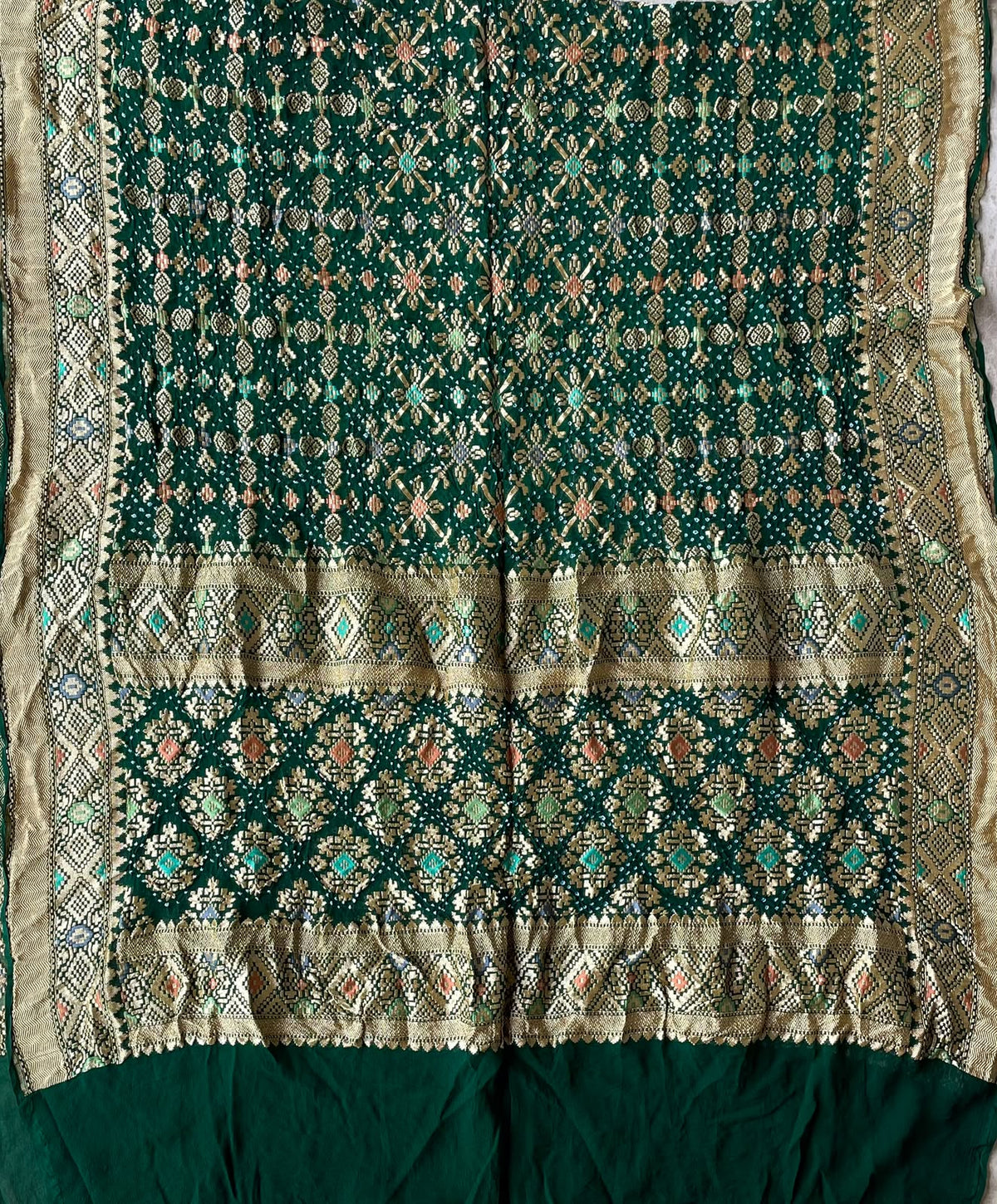 Sukriti - Green Meenakari Bandhani Dupatta