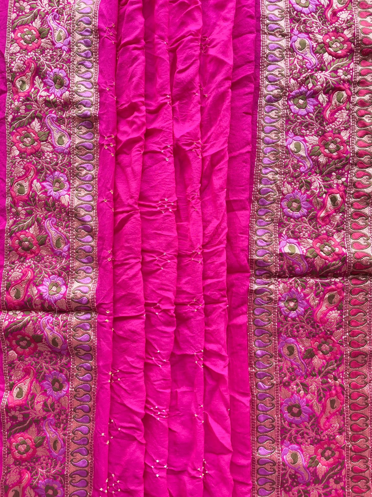 Tanuja - Pink & Peach Tilfi Meenakari Bandhani Saree