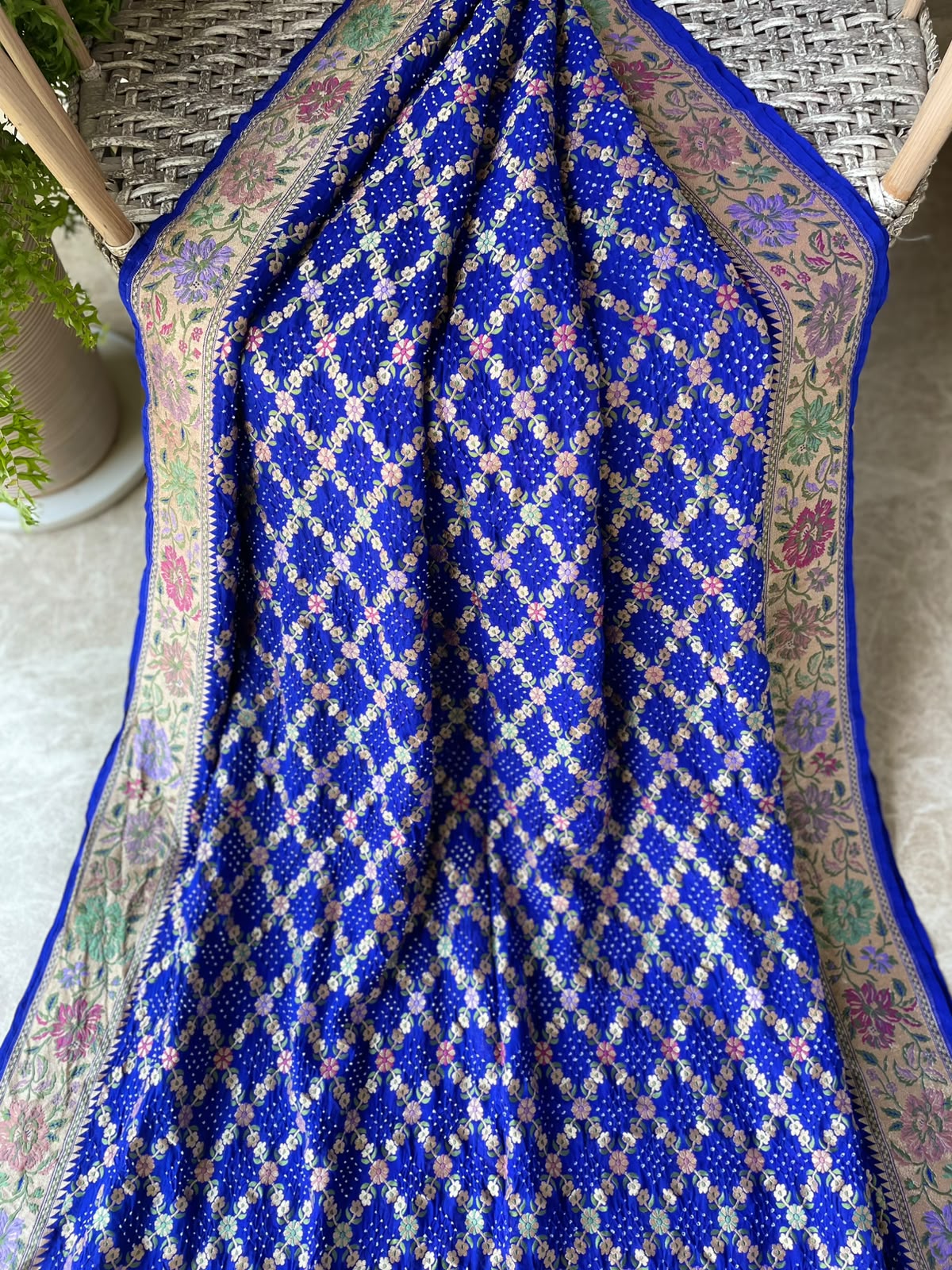 Nisha - Blue Tilfi Meenakari Bandhani Saree