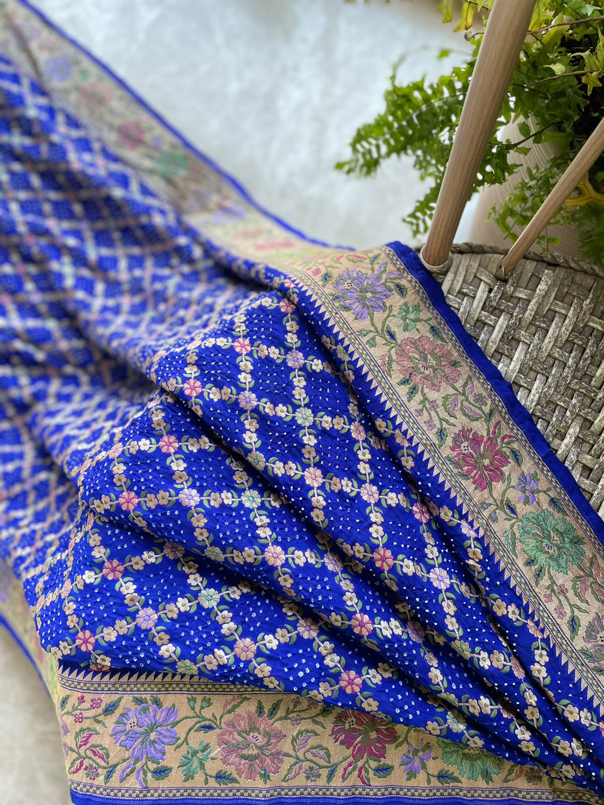 Nisha - Blue Tilfi Meenakari Bandhani Saree