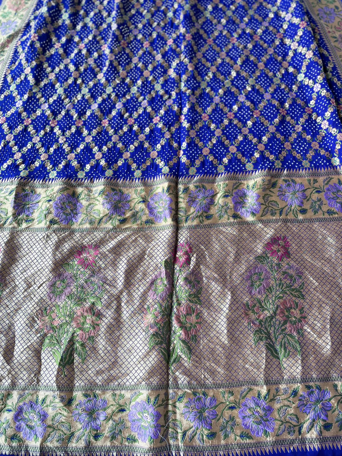 Nisha - Blue Tilfi Meenakari Bandhani Saree
