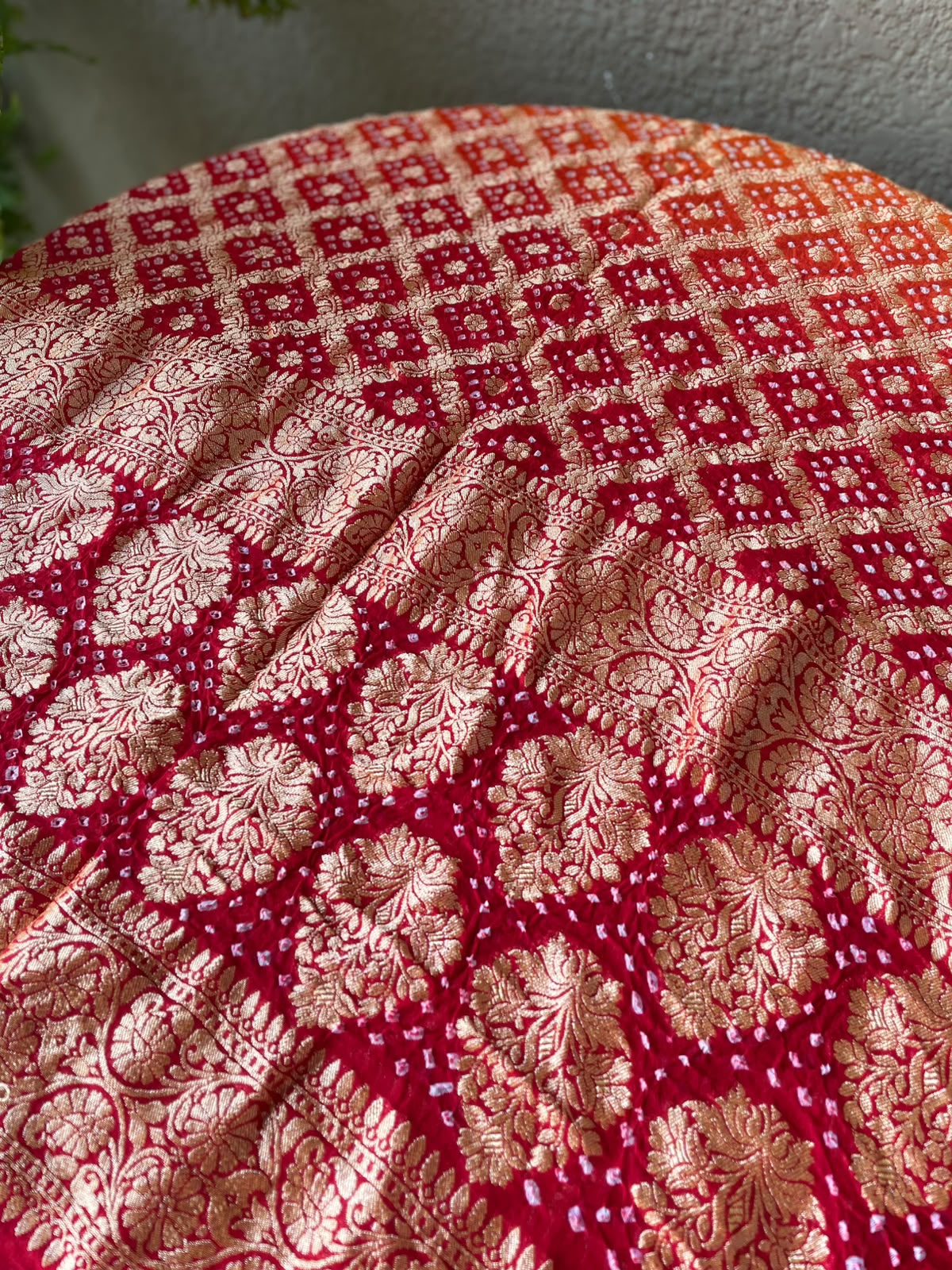 Hoor - Red & Orange Bandhani Banarasi Dupatta
