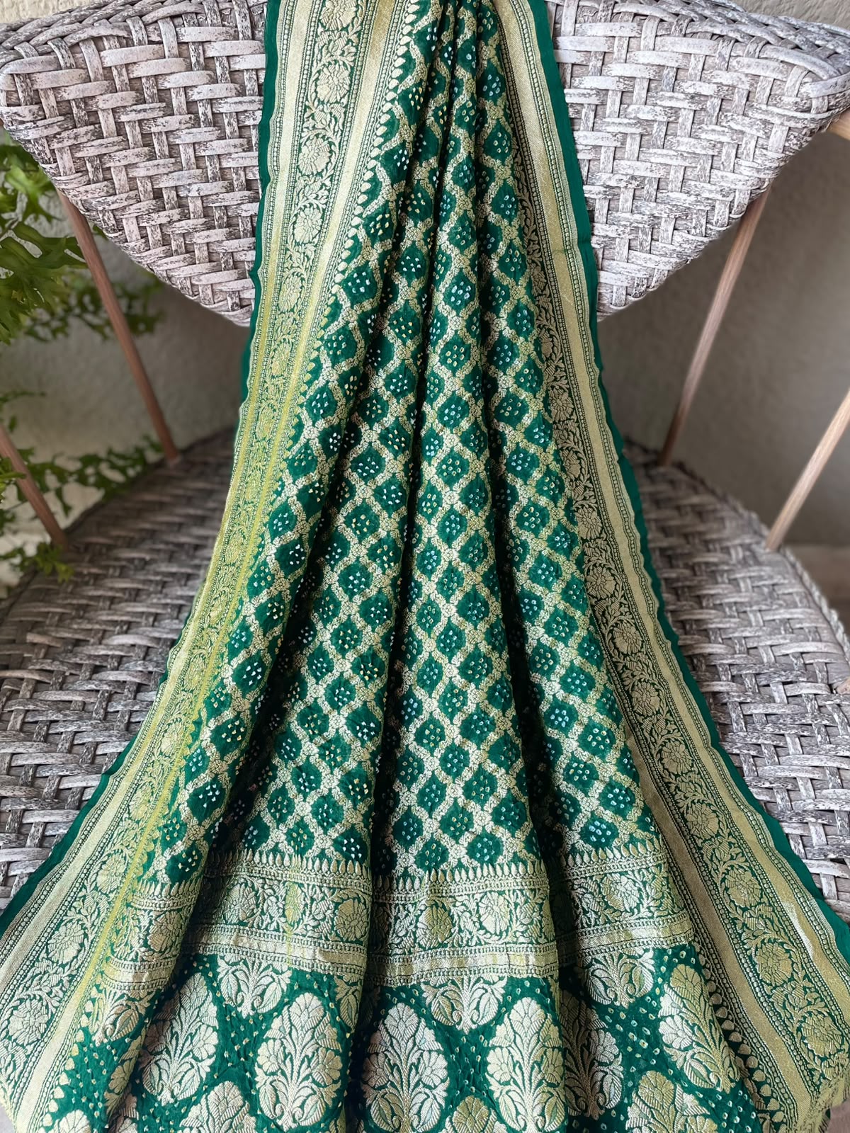 Zoya - Green Bandhani Banarasi Dupatta