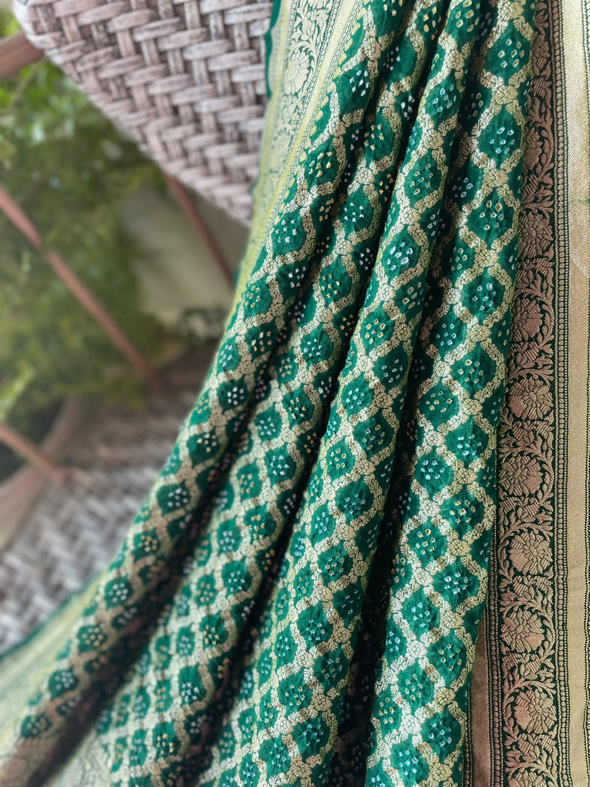 Zoya - Green Bandhani Banarasi Dupatta
