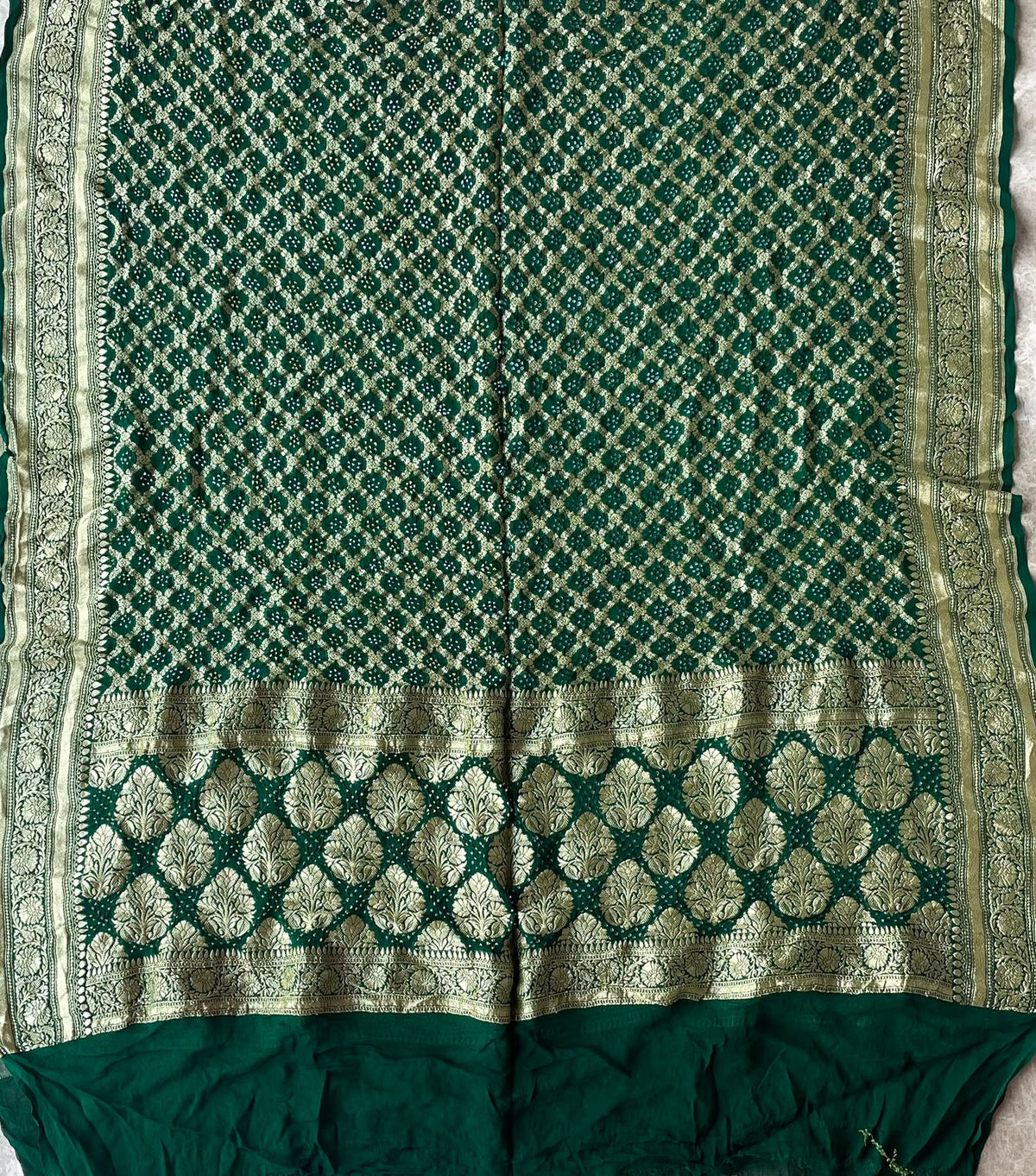 Zoya - Green Bandhani Banarasi Dupatta