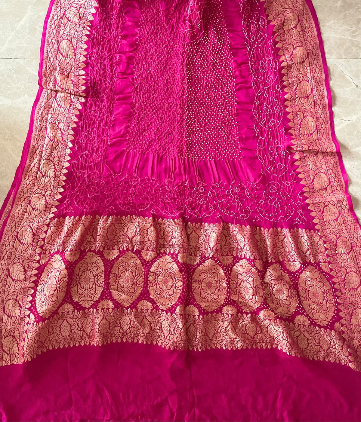 Mukta - Pink Bandhani Banarasi Dupatta