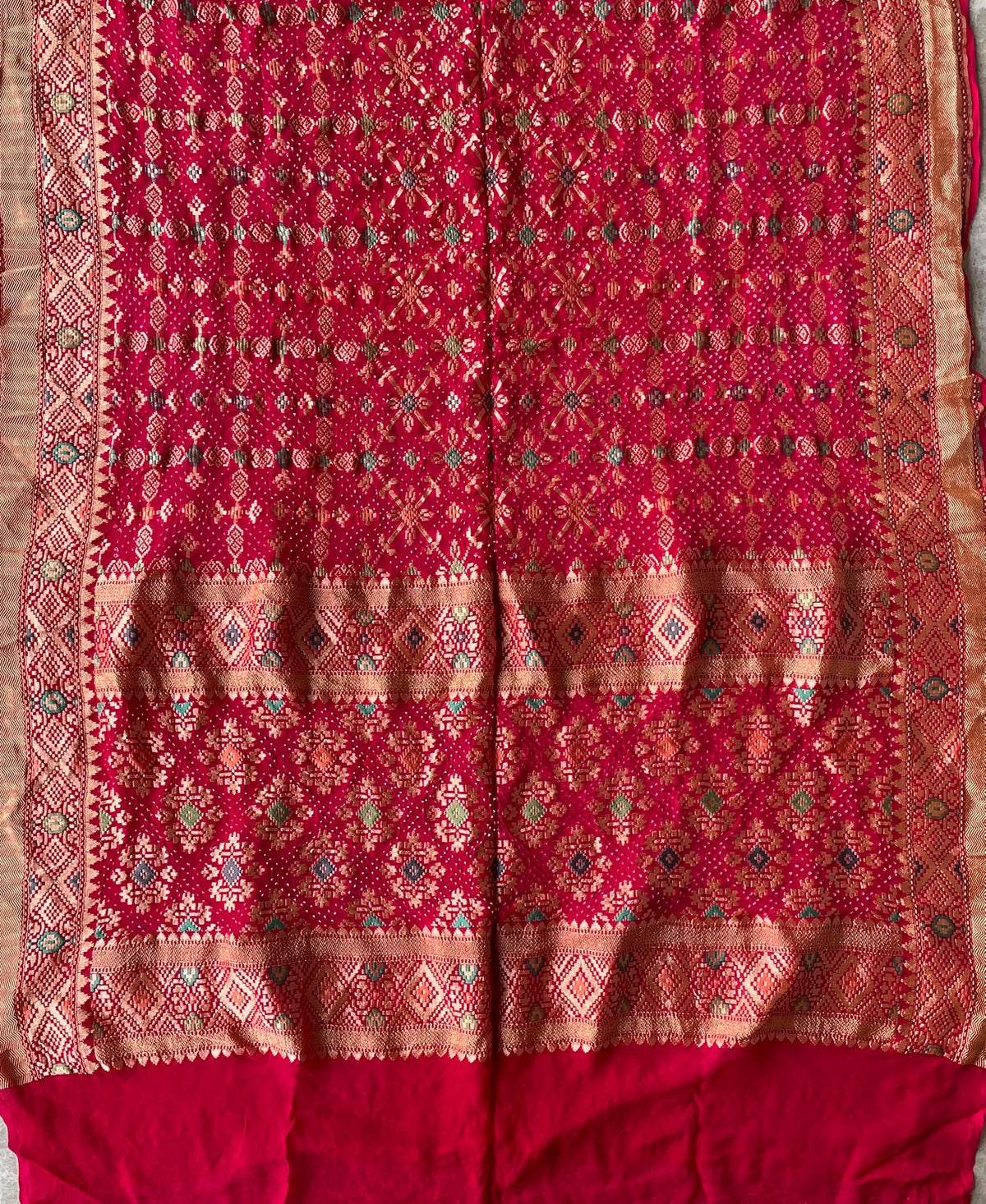 Zenia - Rani Pink Meenakari Bandhani Dupatta