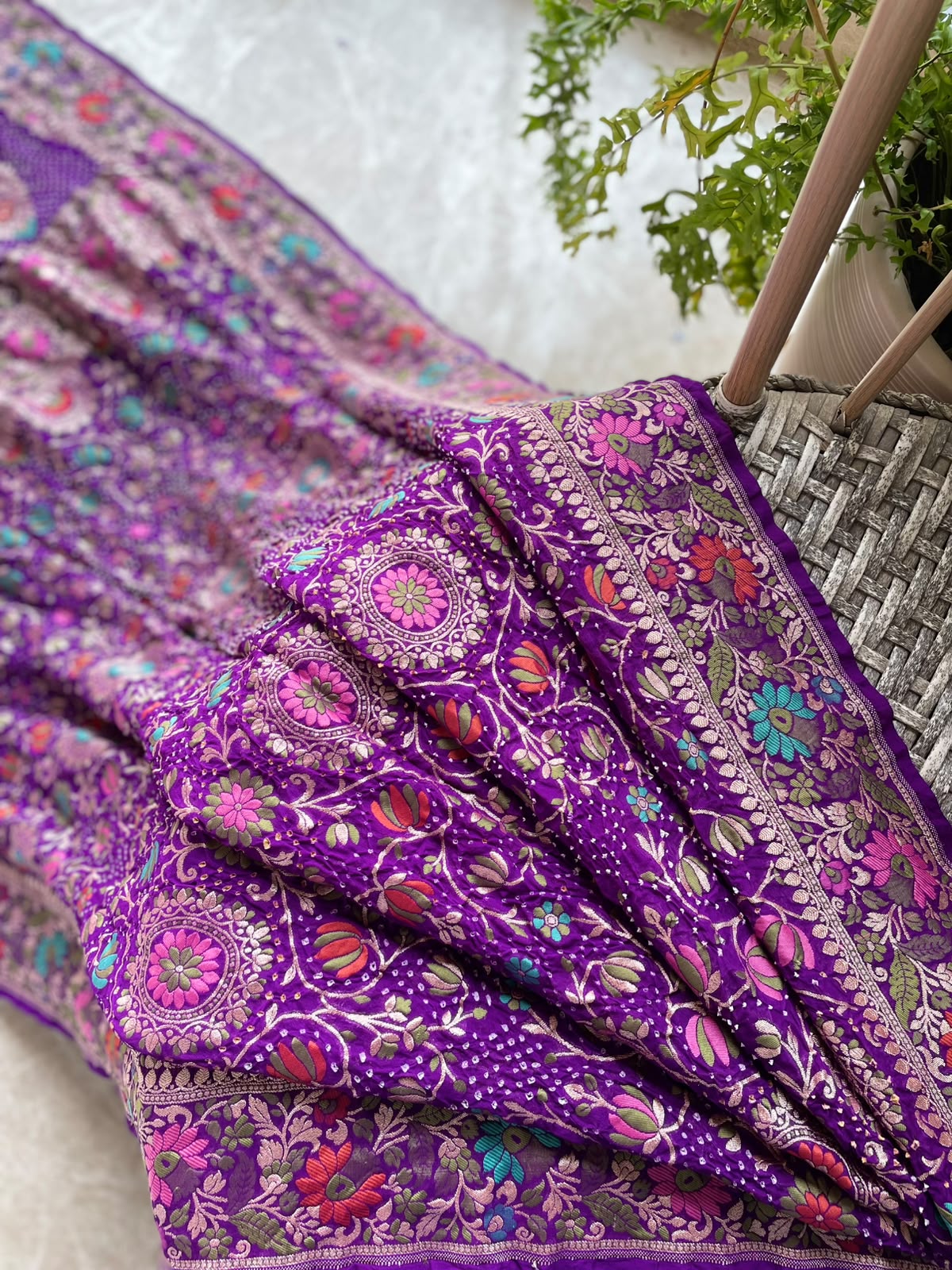 Diti - Purple Tilfi Meenakari Bandhani Saree