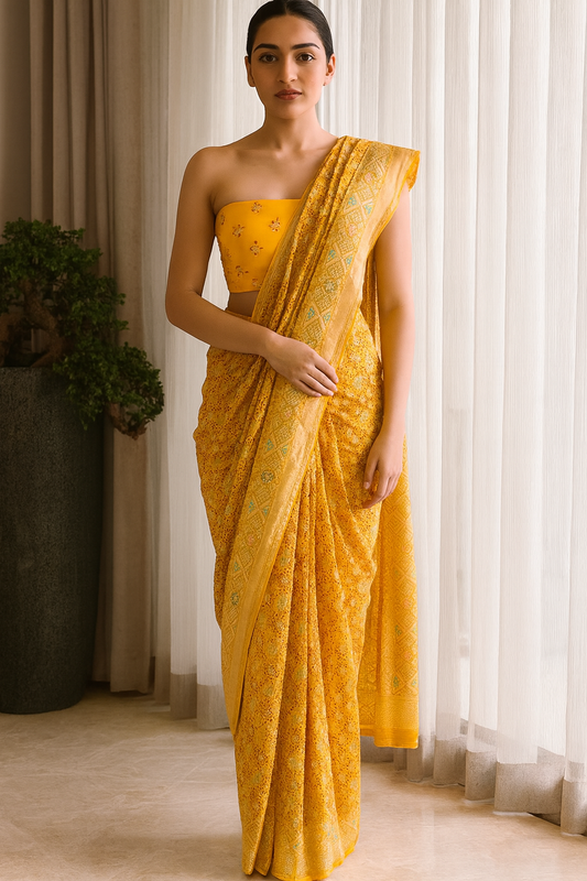 Vaani - Goddess Saraswati Meenakari Saree