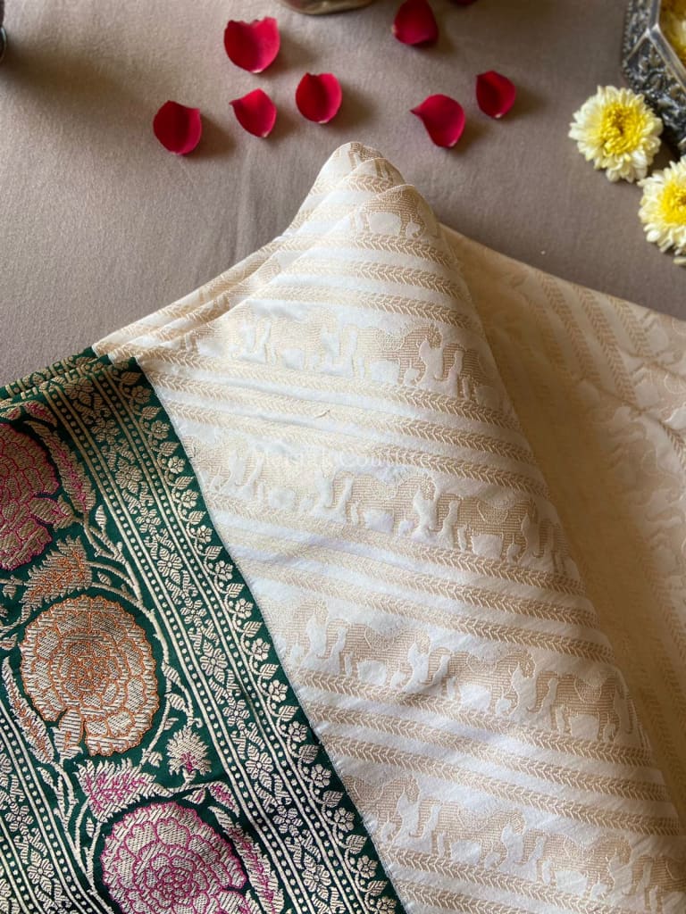 Kusum - Fragrant Flower Banarasi Silk Saree Saree